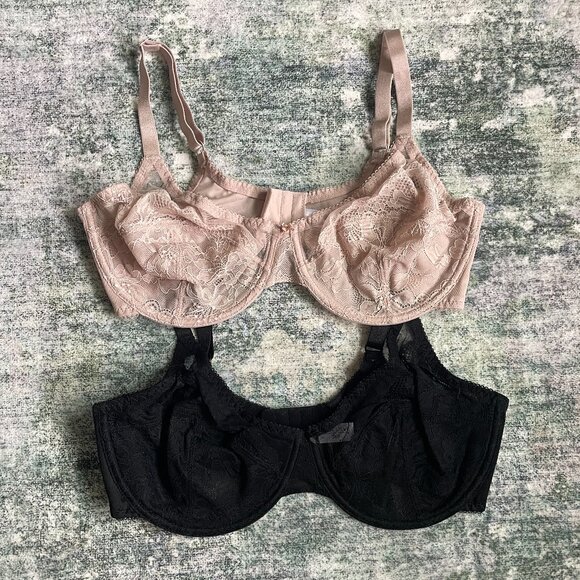 Two SheCurve Full Coverage Lace Minimizer Bras - Petal - 36F  36DDD Shecurve Bra - Picture 1 of 10